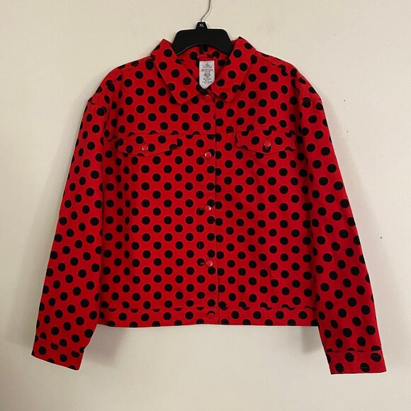 Disney Minnie Mouse Polka Dot Jean Jacket XL - Picture 2 of 9